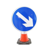 Keep Left/Right 750mm Cone Sign Reversible