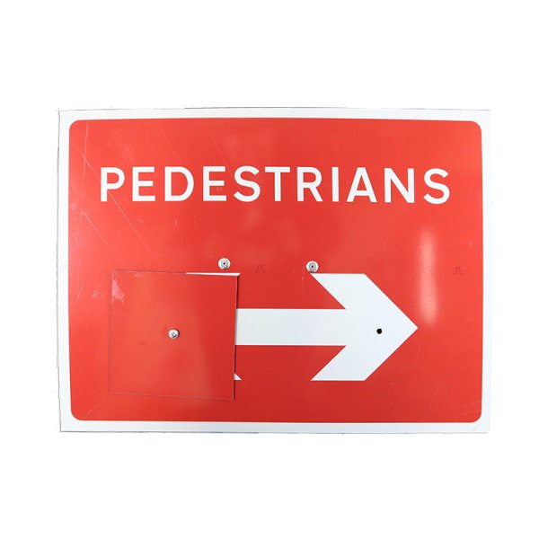 Ped Arrow Cone Sign Reversible 600 x 450