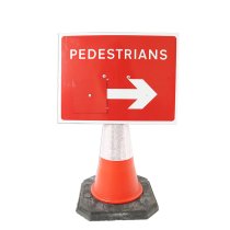 Ped Arrow Cone Sign Reversible 600 x 450