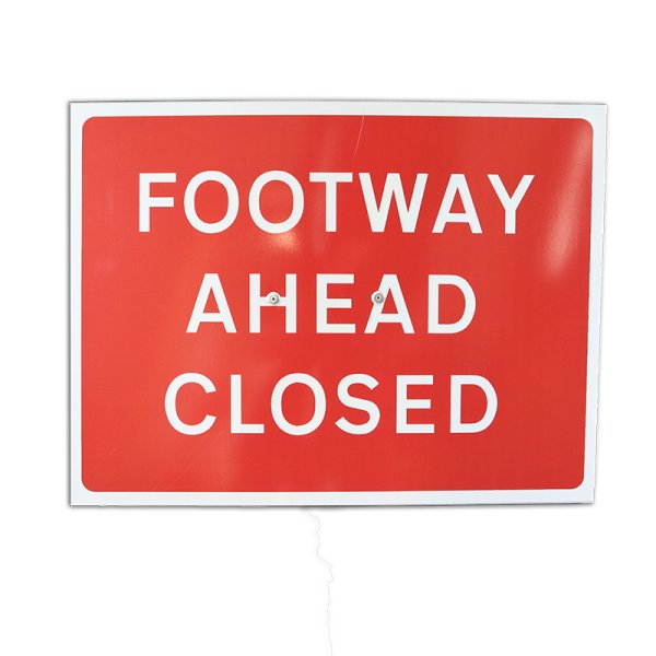 Cone Sign 'Footway Ahead Closed' 600 x 450 mm