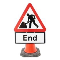 Men At Work Cone Sign 750mm with END Plate