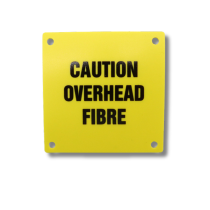 Label 'Caution Overhead Fibre' for Poles