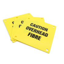 Label 'Caution Overhead Fibre' for Poles - Pack of 10