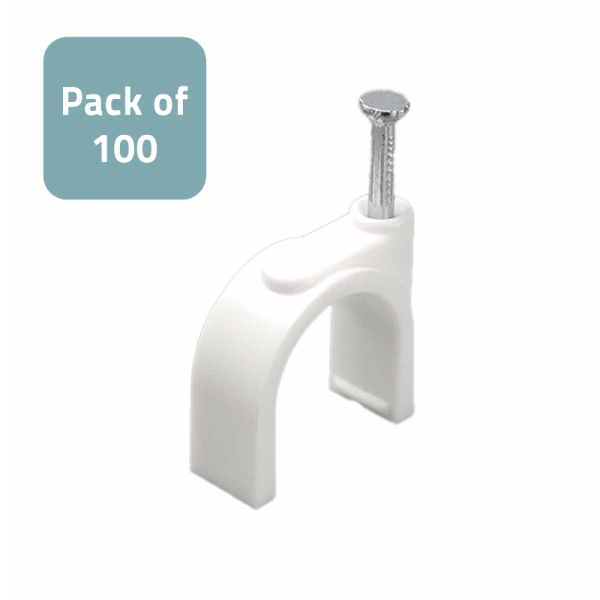 TED® Round Cable Clip White Ø5mm - pack of 100