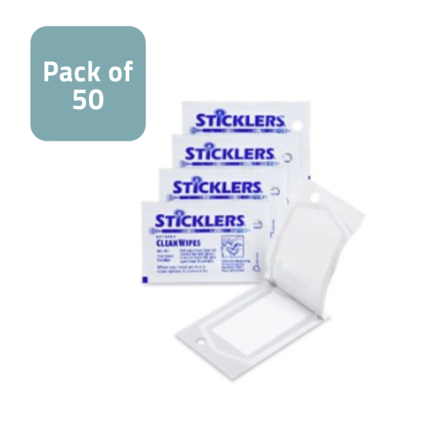 Sticklers CleanWipes Singles Outdoor Fibre Optic Wipes (Pack of 50)