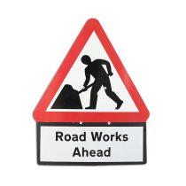 Men At Work Cone Sign 750mm ″Road Works Ahead″