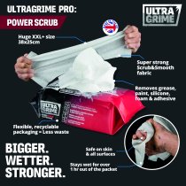 UltraGrime Pro Power Scrub Wipes XXL - Pack of 80