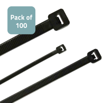 TED® Black Cable Tie PA 6.6 - 100mm x 2.5mm- pack of 100