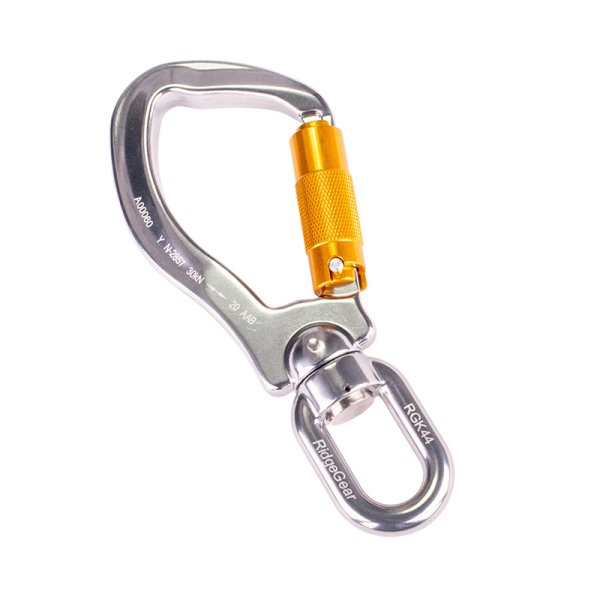 RidgeGear Aluminium Triple Action Karabiner with Swivel Hook and Captive Eye 22mm RGK44