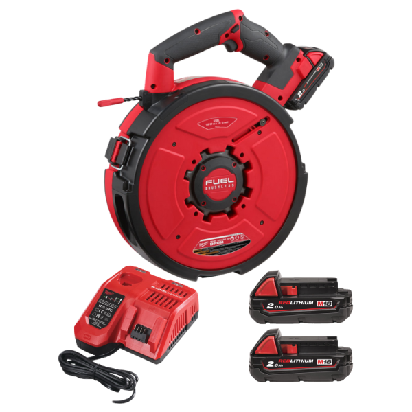 Milwaukee M18 FUEL™ Powered Fish Tape with 2 x 2.0Ah Batteries M18FPFT-20230MNCSET