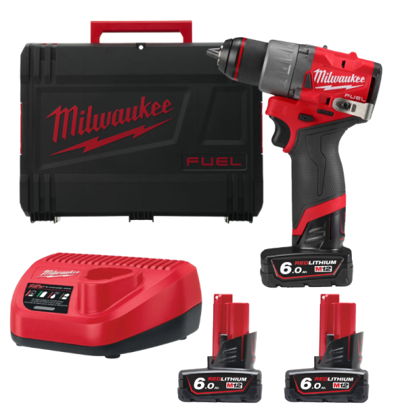 Milwaukee 12V M12 FUEL™ Sub Compact Drill/Driver with 2 x 6.0Ah Batteries M12FDD2-602X