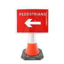 Ped Arrow Cone Sign L/H 600 x 450