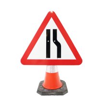 Road Narrows Right Cone Sign 750mm Triangle